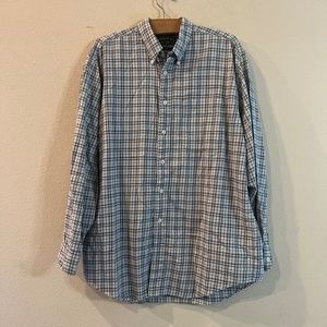 C.C. Filson CO Men's Blue and White Plaid Button Down